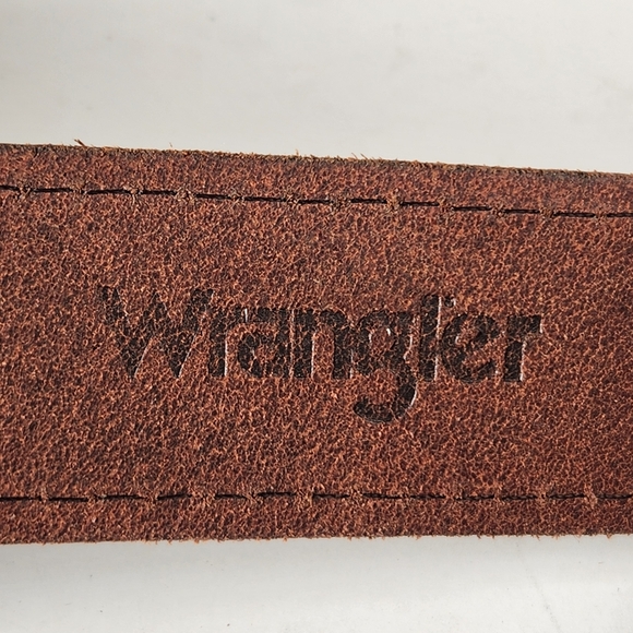 WRANGLER Belt Men’s Size 42 Brown Western Genuine Leather Cowboy Workwear - Picture 4 of 8